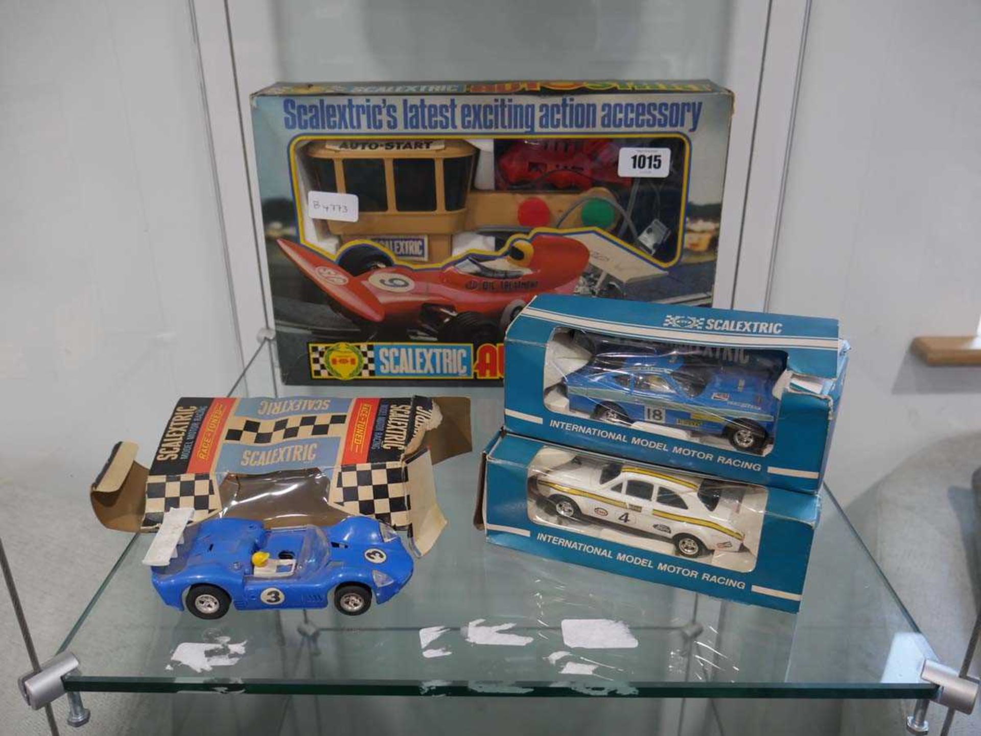 Scalextric Auto Start set and 3 boxed cars
