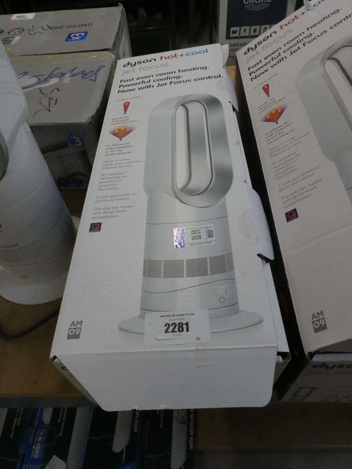 +VAT Dyson Hot+Cool Jet Focus tower fan, boxed