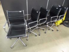 5 leather effect chromed framed office swivel chairs