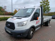 +VAT (KT65 XTB) 2016 Ford Transit 350 (125ps) XLWB dropside lorry on heavy-duty chassis in white,