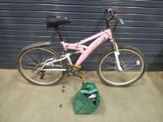 Trax pink girls dual suspension mountain bike