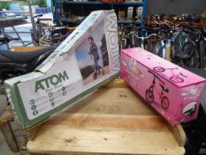 +VAT Unicorn 10" balance bike and an Atom Dirt Rider children's scooter