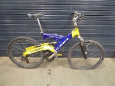 CBR Blade blue and yellow dual suspension mountain bike