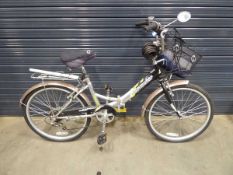 Ammaco commuter silver folding town bike with front basket