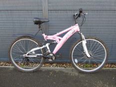 Trax pink dual suspension children's mountain bike