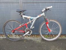 Outrage dual suspension grey and red children's mountain bike