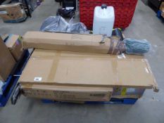 +VAT Pallet of assorted items to include Magnusson sledge hammer, rubber matting, Mersey post box,