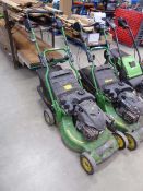 John Deer petrol powered rotary lawn mower with box