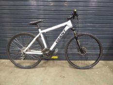 Giant white mountain bike with XC80 front fork assembly