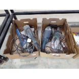 +VAT 2 boxes containing 4 assorted branded angle grinders by brands to include Parkside and Bosch