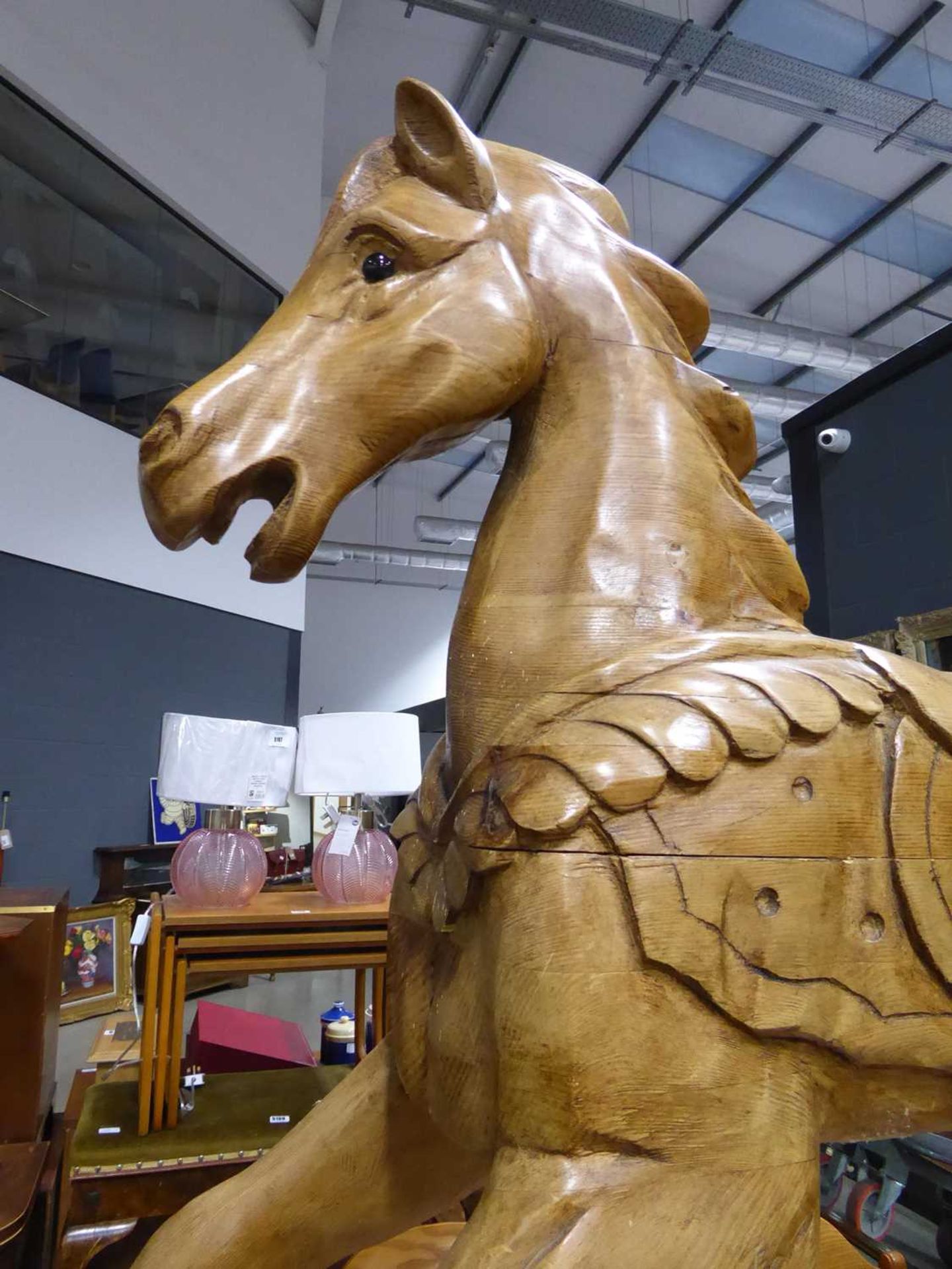 Large carved wooden rocking horse - Image 4 of 7