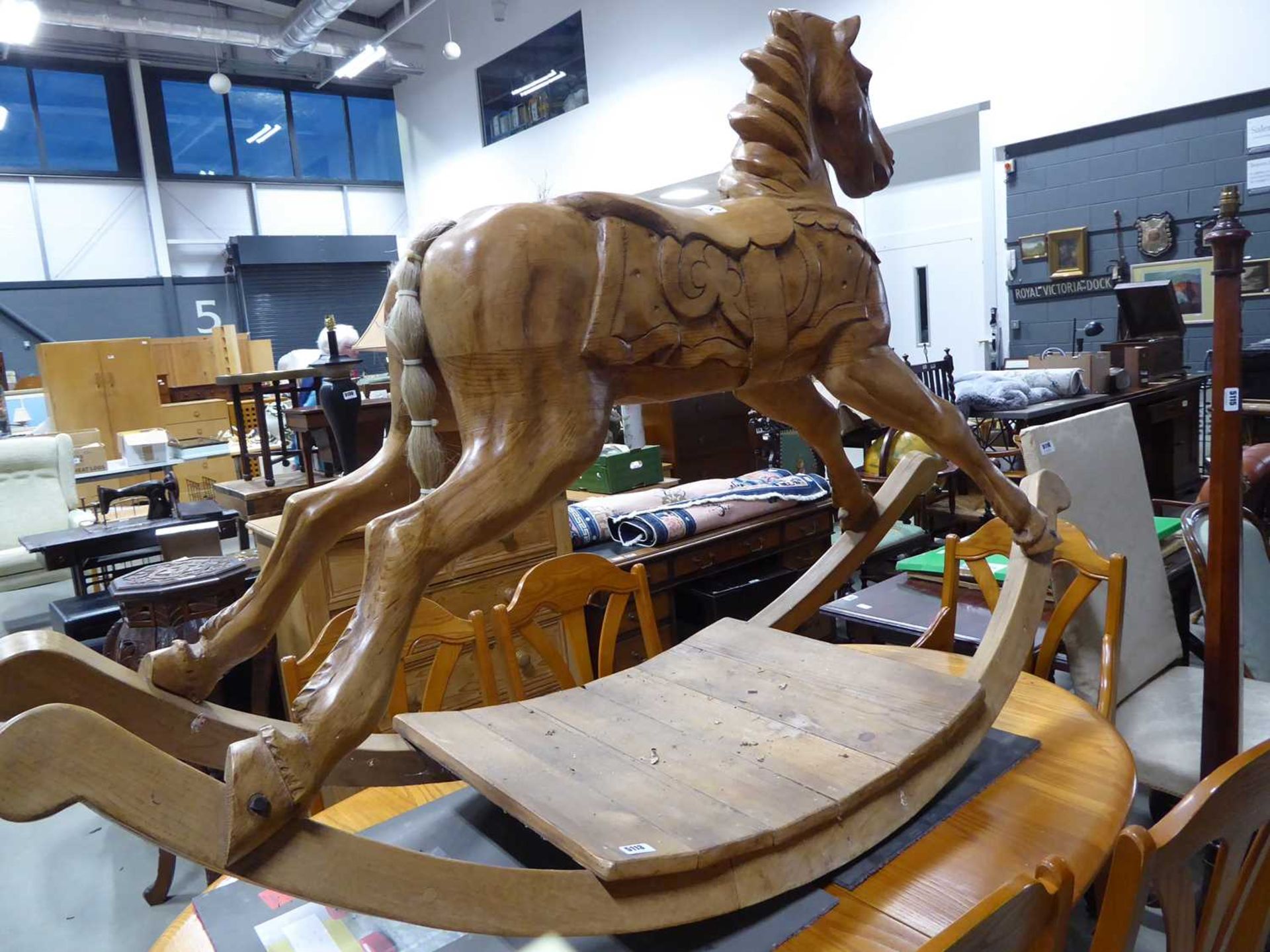 Large carved wooden rocking horse - Image 7 of 7