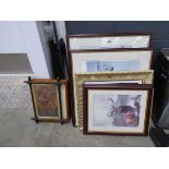 Qty of Peter Scott and other wild fowl prints plus a rural watercolour and Venetian prints