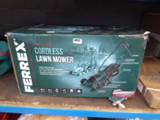 Boxed Ferrex 40v Li-ion cordless lawn mower no batteries or charger