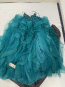 +VAT Nell Devlin prom dress in teal size 2 with garment bag (hanging)