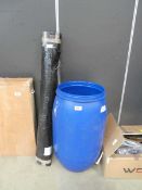 +VAT Plastic open head drum barrel plus rolled up heavy duty rubber mat