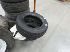 Two 10" tyres and 13" tyre. Bag including an innertube