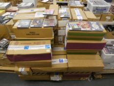 Pallet of music DVDs including Muse Uprising, The Rolling Stones, Van Halen, Joni Mitchell, Lynyrd