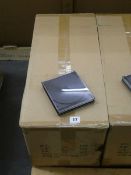 Box of 4-way black CD trays Please note that all lots in this sale have been kept in storage