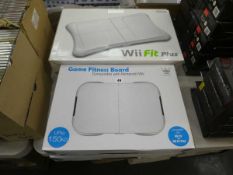 Two WiiFit Plus boards together with two Crown Game Fitness Boards compatible with Nintendo Wii (
