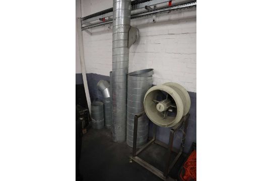 Fancom electric extraction fan together with a range of galvanised ducting