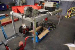 2m x 1m steel and aluminium framed work bench with Paramo engineer's vice