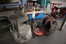 3x extension leads, an airline susie step stool and an air pump