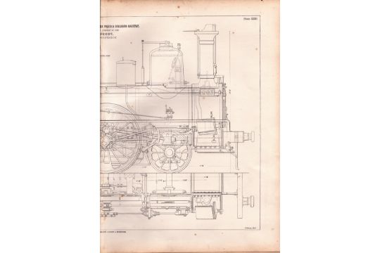 Passenger Locomotive Paris & Orleans Railway Antique Large Scarce Diagram-11. - Image 3 of 3