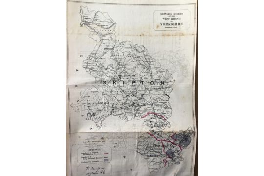 Antique 139 Years-Old Scarce Map North West Riding Yorkshire 1885 Boundary Changes. - Image 1 of 10