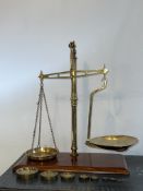 Victorian London Chemist Shop Brass and Mahogany Balance Scales With Weights