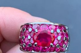 Silver Ruby Cluster Ring. Canadian Classic Designer 925