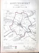 Powys Llanfyllin District Wales Boundary Commission 157-Year-Old Antique Map.