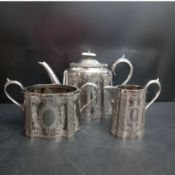 JR & Sons Silver Plated Antique Tea Set 3 Pce Pot
