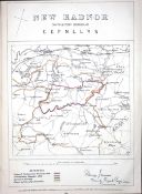 New Radnor Cefnllys Area Powys Wales Boundary Commission 157-Year-Old Antique Map.