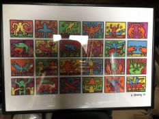 Keith Haring, Retrospect Poster 1989, Signed. Plate Signed