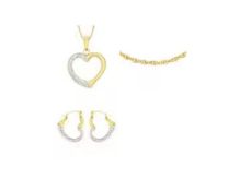 New! 9K Gold Set - 9K Heart Pendant, Earrings and Necklace
