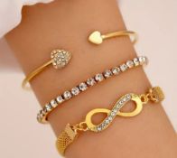 New! 3pc Set Exquisite Infinite Symbol Chain Bracelet
