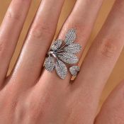 New! Designer Inspired - White Cubic Zirconia Adjustable Ring