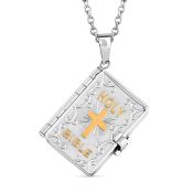 New! Holy Bible Openable Pendant With Chain
