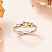 New! Designer Inspired Textured Stirrup Ring In Sterling Silver