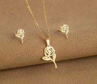New! 18K Gold Plated Stainless Steel Rose Set