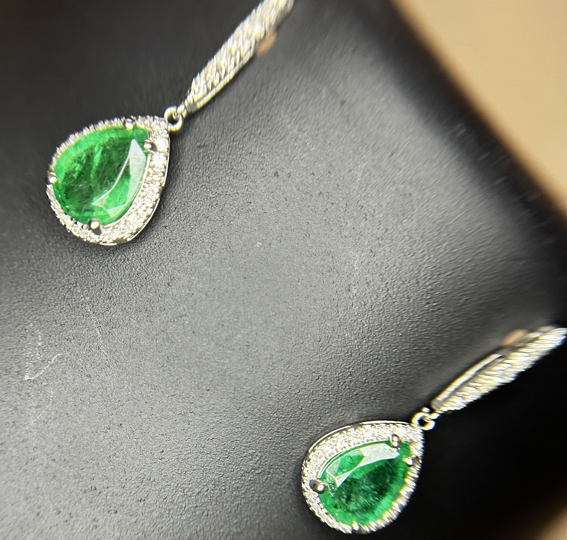 Beautiful 3.21ct Natural Emerald Earrings With Natural Diamonds & 18k Gold