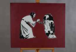 Biff (b1982) ‘Root d Toot’, Subversive Graffiti Spray Paint Stencil Art, Canvas On Stretcher, 200...