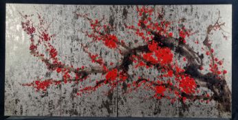 Four Panel Hand Painted Gold Leaf Style Screen