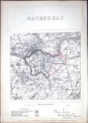 Gateshead Tyne & Wear Boundary Commission 157-Year-Old Antique Map.