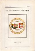 South Eastern & Chatham Railway Crest & Coat of Arms Antique Book Plate