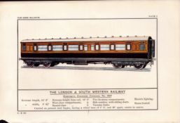 London & South Western Railway Carriage Train Antique 115 Years-Old Book Plate.