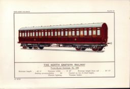 North Eastern Railway 3rd Class Carriage Train Antique 115 Years-Old Book Plate.