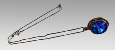 Silver Blue Stone Pendant Necklace