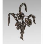 Vintage Silver & Marcasite Floral Brooch